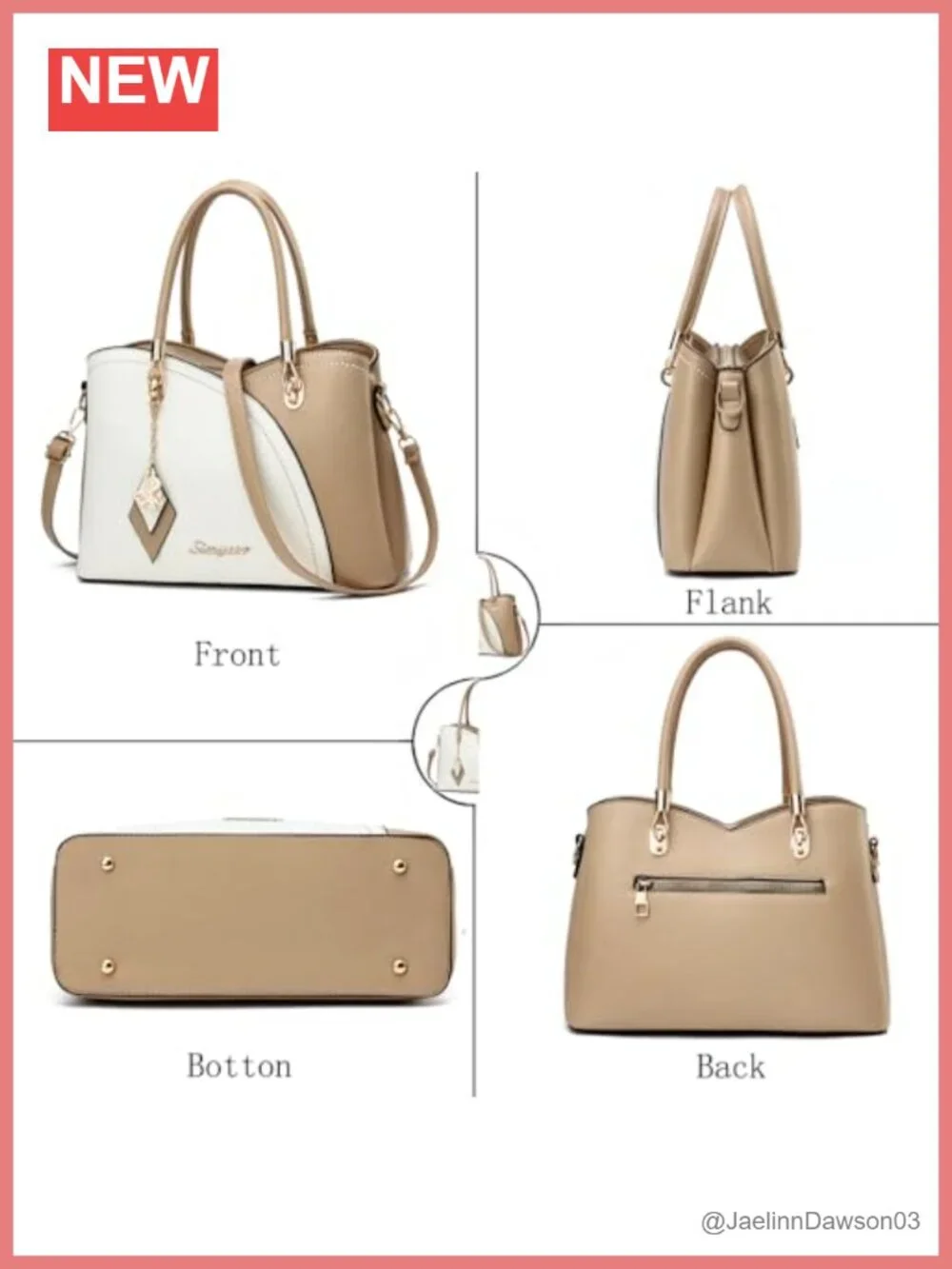 Women's Satchel Handbag Faux Leather Tote Shoulder Bag 6 Pockets